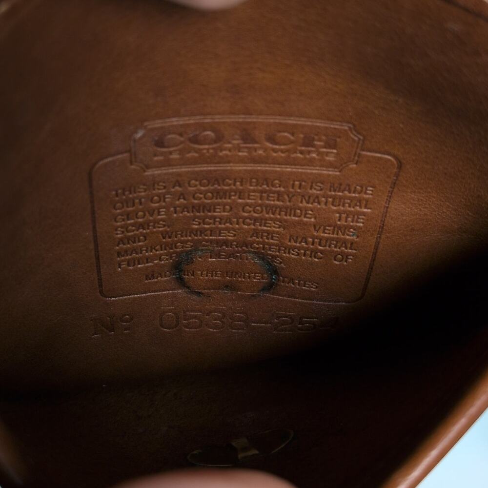 Vintage COACH 90s Brown Tan Scooter Small Crossbody Bag Small Turn Lock USA Made - Picture 9 of 11